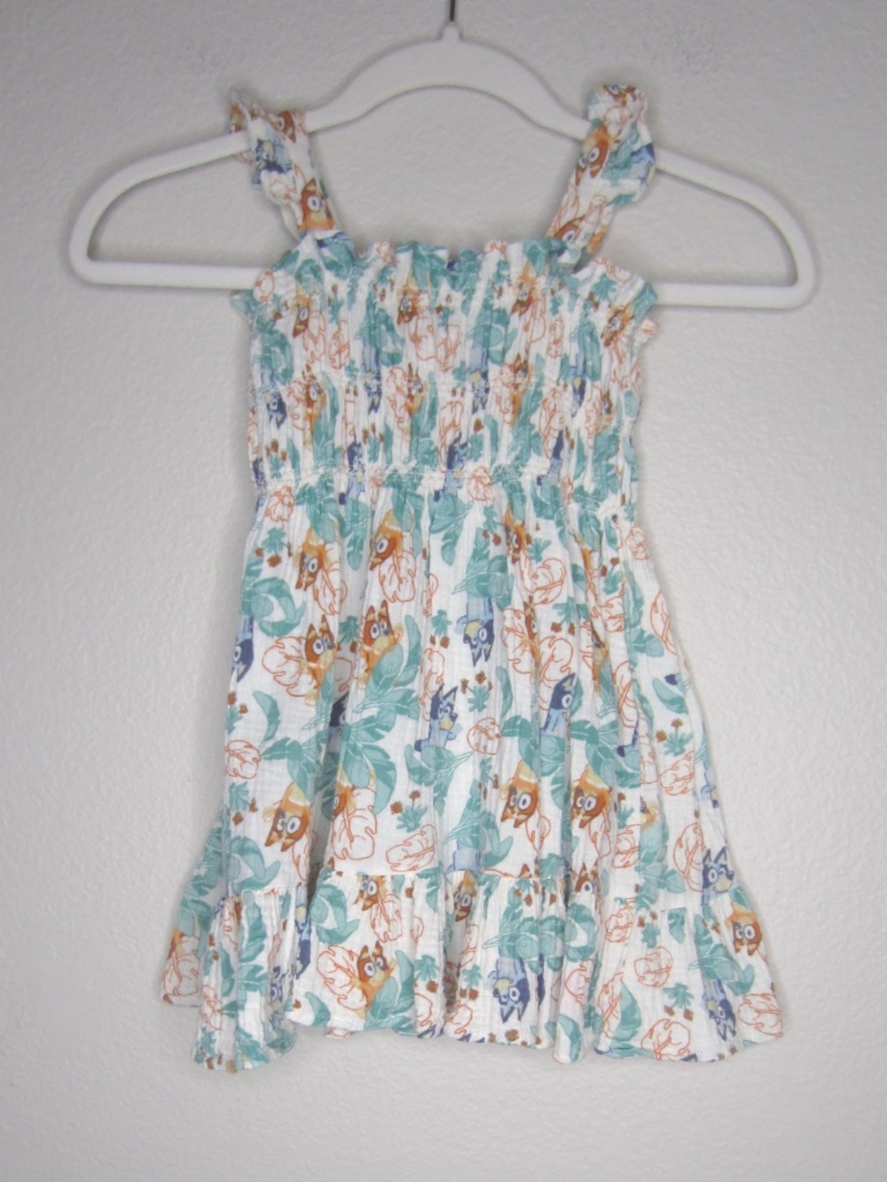 Floral Bluey Print Kids Summer Dress - 4T